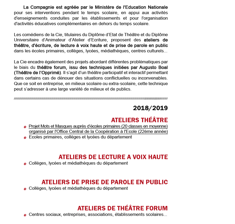 Compagnie - Présentation de la Cie Voix Public - Compagnie de Théâtre Professionnelle - Carros/Alpes-Maritimes/France